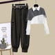 thumbnail image 5 of Guardurnaity Camisa de piezas para mujer, pantalones, conjunto de patrón de empalme, camisa chal, Retro, informal, ligero, portátil, ropa para conjuntos de ropa Blanco Gris Negro 4 Guardurnaity AP013495-16, 5 of 6