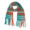 thumbnail image 2 of Orange Scarfs Scarf Thermal Scarf for Women Fall Winter Scarf Classic Tassel Plaid Scarf Warm Soft Chunky Large Blanket Wrap Shawl Scarves 1 Pack Warm Scarf, 2 of 5