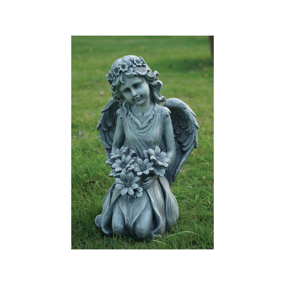 HI-LINE GIFT LTD. KNEELING ANGEL HOLDING FLOWERS