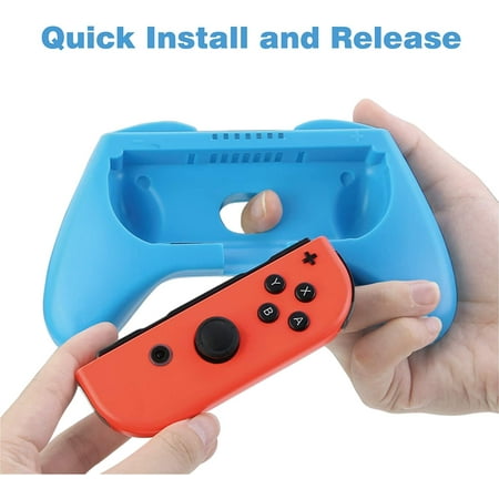 HEYSTOP Switch Wheel Controller for Nintendo Switch & Switch OLED Model 2022 (4 Pack) Joy Con Controller Grip and Switch Steering Wheel for Mario Kart (Red&Blue)