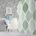 thumbnail image 4 of Green and Grey Shower Curtain, Mint Green Retro Bohemian Geometric Fabric Shower Curtains Set for Bathroom Decorative, Boho Modern Abstract Paisley Restroom Decor Accessories with Hooks 72X84 Inch, 4 of 6