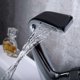 thumbnail image 4 of Grifo para baño, grifo moderno para lavabo en cascada plateado, mezclador de lavabo de latón, válvula de cerámica, disponible en frío y caliente, aireador extraíble para baño e inodoro, 4 of 5