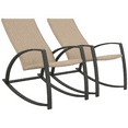 thumbnail image 1 of Outsunny 2 Pieces Wicker Outdoor Patio Rocking Chair Set, Khaki, 1 of 10