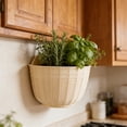 thumbnail image 5 of Beige Rattan Texture Wall Container, Semi-Circular Hanging Pot with Drainage, Space-Saving Home Decor for Kitchen Herbs and Bathroom Greenery, 5 of 6