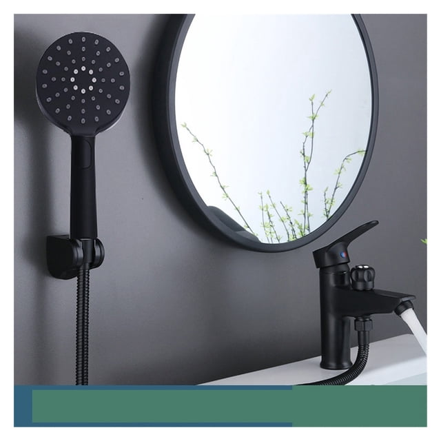 Matte Black Basin Faucet Single Handle Hot Cold Mixer With 3 Function Hand Showe Bathroom Washbasin Dual-Purpose Bath Faucet ,Effortless Installation