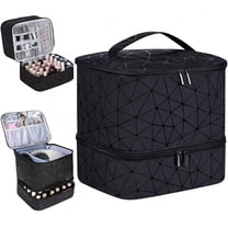 Yalumo Nail Polish Organizer Case Holds 30 Bottles & Nail Lamp, Valentine's Day Gift Double-Layer Nail Polish Storage Bag with Adjustable Dividers for Nail Tech and Manicure Tools