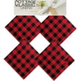 thumbnail image 3 of Christmas Country Rustic Red and Black Buffalo Plaid Set of 4 Cotton Fabric Dining Napkins, 3 of 7