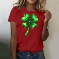 thumbnail image 2 of FRSASU Women St Patricks Mardi Gras Round Neck T Shirts Shamrock Carnival Short Sleeve Tops Red, 2 of 5