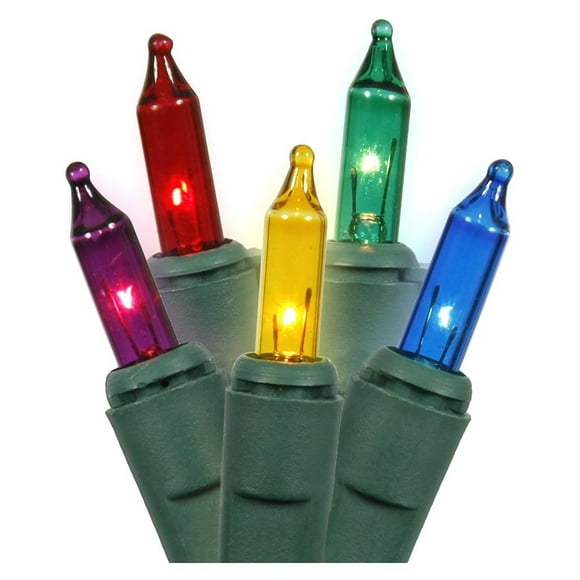 LiteSource 33500 - 35 Light Green Wire Multi-Color Miniature Christmas Light String Set