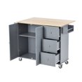 thumbnail image 3 of Harper & Bright Designs Kitchen Cart with Wood Top and Drop Leaf Breakfast Bar, Rolling Mobile Kitchen Island with Storage and Towel Rack, 3 of 8
