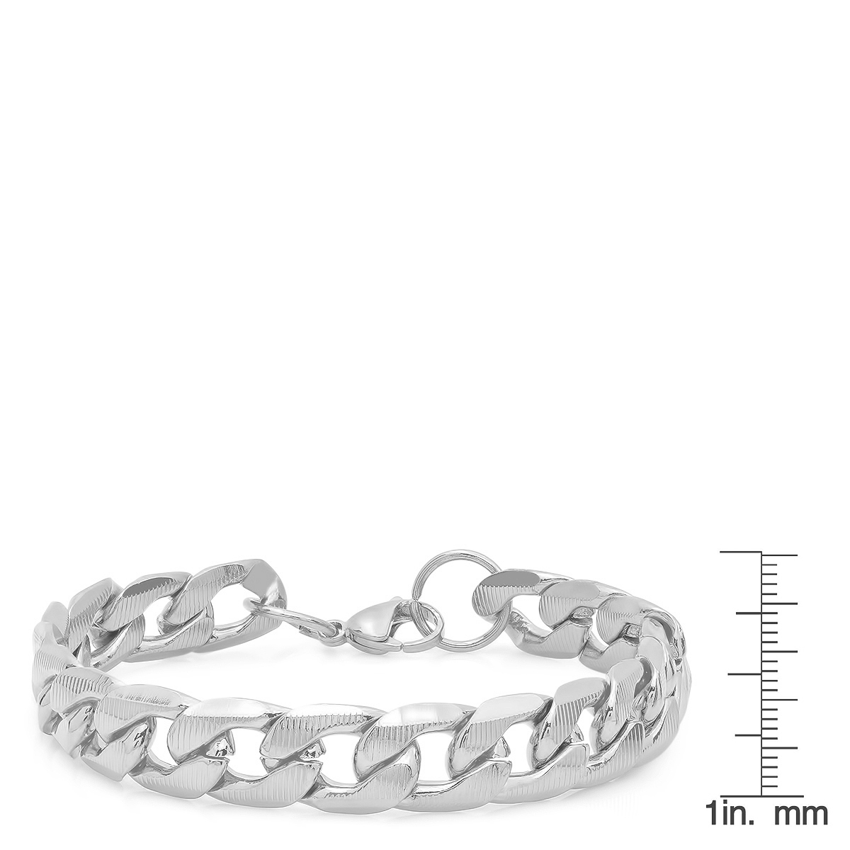 SteelTime Cuban Link Chain Bracelet for Men 18K Gold Plated Stainless Steel Jewelry, 8.5"