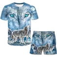 thumbnail image 2 of Moda lobo bebé niños y niñas conjuntos de ropa niños camisetas casuales pantalones cortos 2 uds trajes verano lobos traje de dibujos animados Suits3T Gao Jinjia LED, 2 of 2