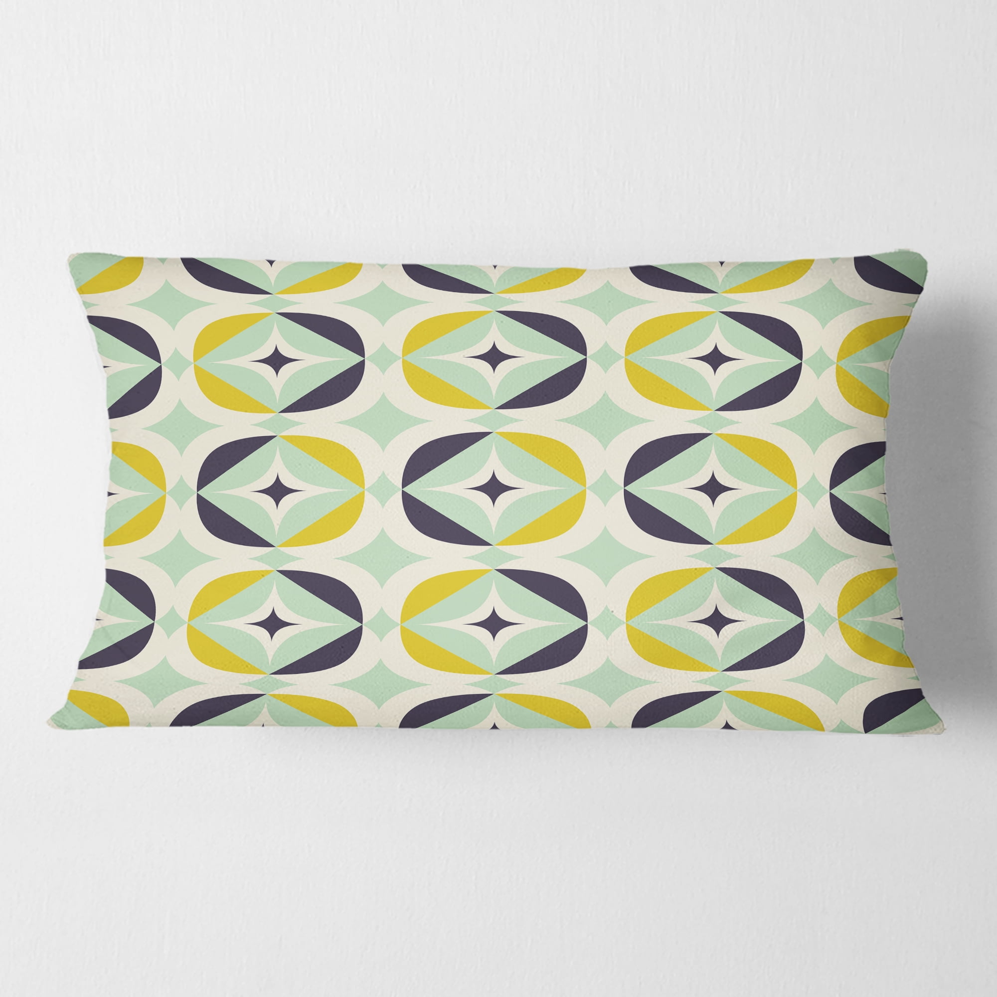 Designart Diamond Retro V' Mid-Century Modern Throw Pillow - 12x20