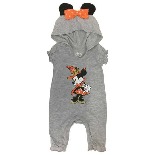 band Wierook compressie Disney Infant Girls Gray Minnie Mouse Witch Halloween Hooded Jumpsuit 0-3  Months - Walmart.com