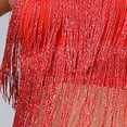 thumbnail image 6 of Latin Dance Sequin Fringe Crop Camisole Tops for Women Spaghetti Strap Sparkly Sequins Tassel Cami Tank Tops Belly Dance Top, 6 of 7