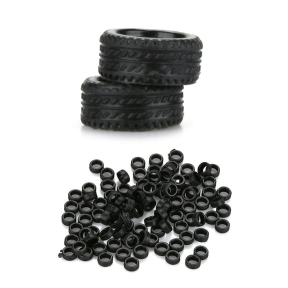 100Pack Black Rubber Tires for 1/64 Scale Models for Model Enthusiasts