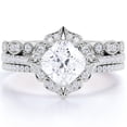 thumbnail image 1 of JeenMata Anillo Nupcial de Moissanita de Talla Cojín de 1,75 Quilates Engastado en Oro Blanco de 18 K sobre Plata, 1 of 6