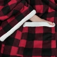 thumbnail image 5 of Catalonia Sherpa Wearable Blanket with Sleeves Arms, Super Soft Warm Comfy Large Fleece Plush Sleeved TV Throws Wrap Robe Blanket for Adult Women and Men, Red Check, 72" x 55", 5 of 6