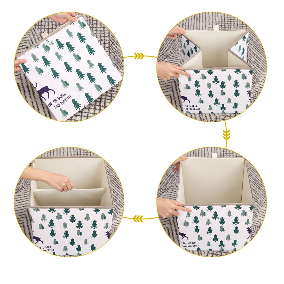 Storage Bin Cube Fabric Basket Organizer Box for Closet Floral 13 Inch