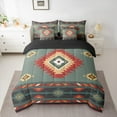 thumbnail image 3 of Manfei Green Square Aztec 7-Piece Twin Bedding Sets for Adult, Tribal Western Bohemian Bedding Comforter Set, Mandala Hippie Style Reversible Sheet Sets, Luxury Bedroom Decor, 3 of 8