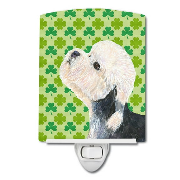 Caroline's Treasures SS4434CNL Dandie Dinmont Terrier St. Patrick's Day Shamrock Ceramic Night Light, 6x4x3", multicolor