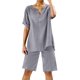 thumbnail image 1 of Conjunto de 2 piezas para mujer: blusa de pierna ancha y pantalones elásticos, cuello en V, ropa informal para el día a día, para todas las estaciones, tallas S/XXXXXL, 1 of 3