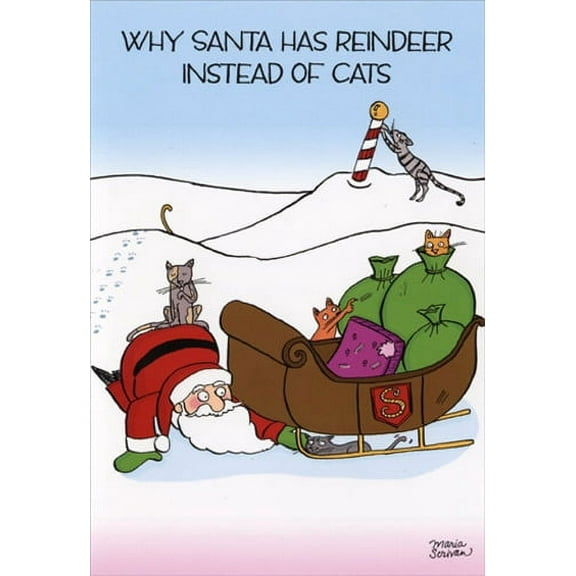 Nobleworks Reindeer Instead of Cats Funny Christmas Card (1 card/1 envelope)
