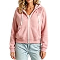 thumbnail image 6 of Horkkom Hoodies for Women Long Sleeve Solid Color Zip Up Hoodie Casual Loose Drawstring Hooded Sweatshirt with Pockets L, 6 of 6