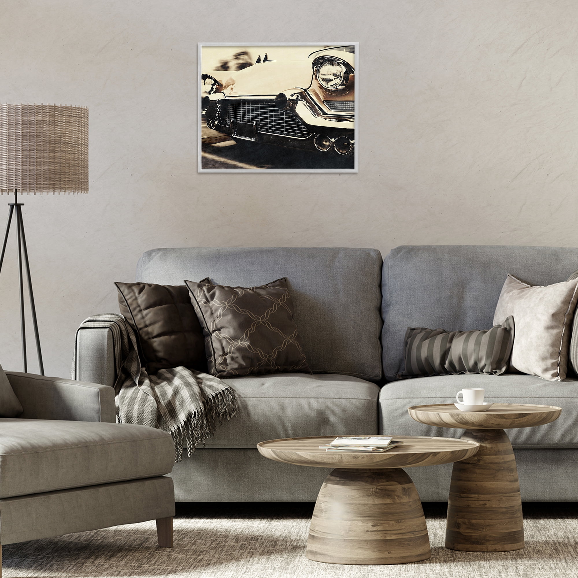 Stupell Industries Vintage Ride Headlights Gray Framed Giclee Art, design by Marcus Prime
