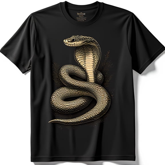 Vintage Snake Graphic Black T-Shirt Intricate Coiled Design