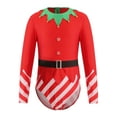 thumbnail image 3 of TSSOE Kids Girls Christmas Elf Santa Outfits Long Sleeves Christmas Leotard Bodysuit Dancewear Red 14, 3 of 6