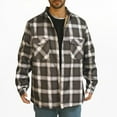 thumbnail image 2 of Feancey Mens Sherpa Fleece Lined Flannel Shirt Jacket Winter Button Down Lapel Plaid Coats Loose Fit Casual Thicken Plush Warm Jackets with Pockets Coffee M, 2 of 10