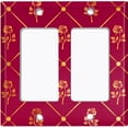 thumbnail image 6 of Metal Light Switch Plate Cover Elegant Yellow Tufted Rose Burgundy Damask DAM080, 6 of 13