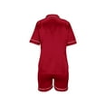 thumbnail image 5 of Endives Women's Pajama Sets Short Sleeve Shorts Pajamas Satin Lapel Comfortable Home Wear Two Piece Pajamas Sleepwear, 5 of 5