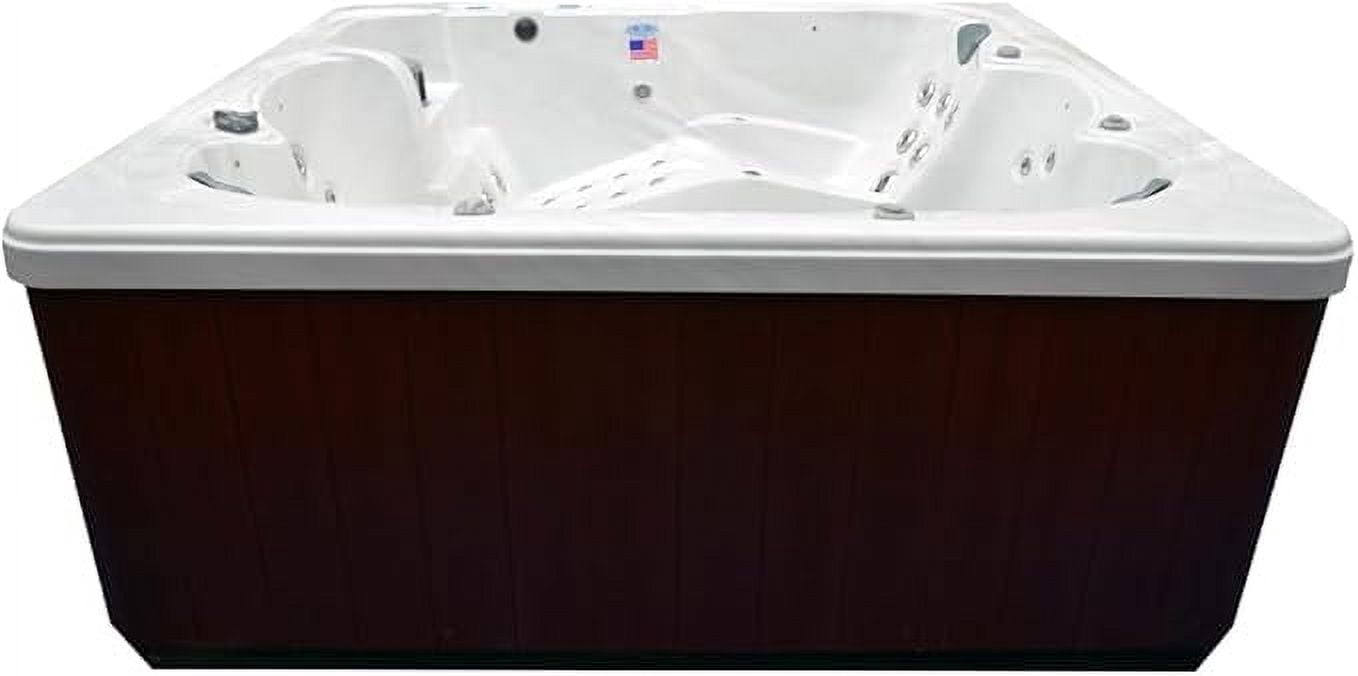 Home & Garden HG90 6-Person Hot Tub with 90 Therapy Jets and Bluetooth Audio – Sterling or White Acrylic Interior and Mocha Exterior Cabinet - Ideal for Backyard Relaxation and Hydrotherapy