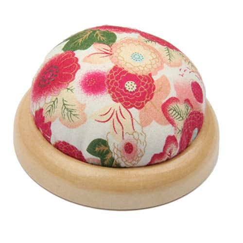 FeiHong 2 Packs Pin Cushion Wooden Base Round Needle Pincushions Pin Holders for Sewing Green and Black Color 