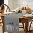 thumbnail image 3 of Hello Pumpkin Cotton Linen Table Runner, Washable Table Runners for Kitchen, Dining Room, Holiday, Home Party Table Decor, 13x108 Inches, 3 of 9