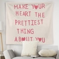 thumbnail image 2 of Pink Motivational Tapestry Wall Hanging, Make Your Heart the Prettiest Thing About You Inspirational Quote Wall Blanket Decor for Girls Room College Dorm Apartment, 50x60 Inch, 2 of 6