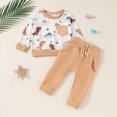 thumbnail image 4 of HCNTES Baby Boy Winter Clothes Toddler Baby Boy Clothes Patchwork Waffle Sweatshirt Pullover Shirt Top Pants Boy Winter Spring Outfit, 4 of 9