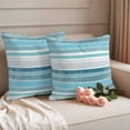 thumbnail image 3 of Pack of 2 Outdoor Pillow Covers 18x18 Inch Waterproof Teal Nordic Style Stripes Throw Pillow Covers,Decorative Couch Pillow Case Sham Turquoise Texture Pillowcases Cushion Covers for Patio Garden, 3 of 8