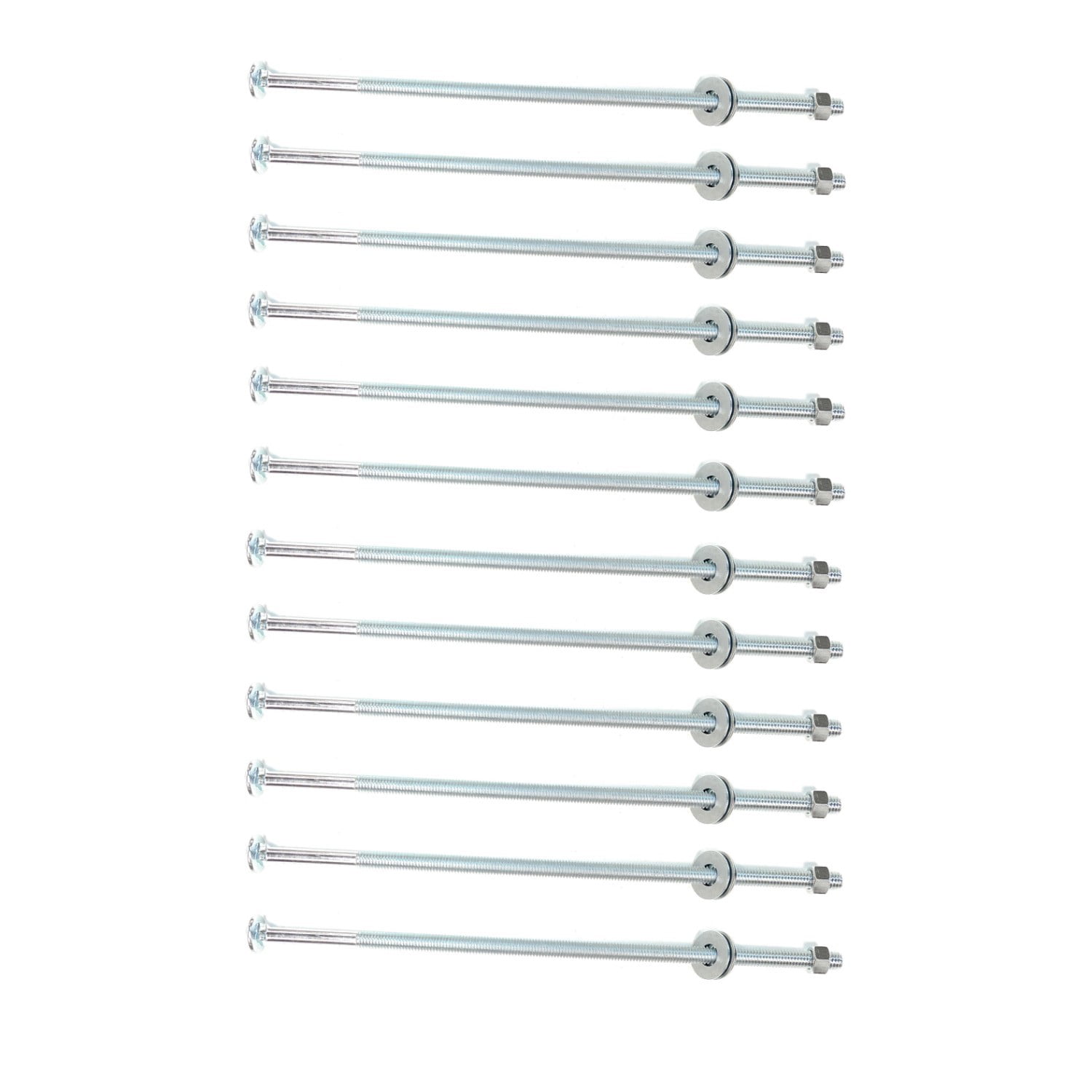 Onestock 3/8" x 10" Threaded Steel Carriage Bolts with Nuts & Washers, 12 per Pack