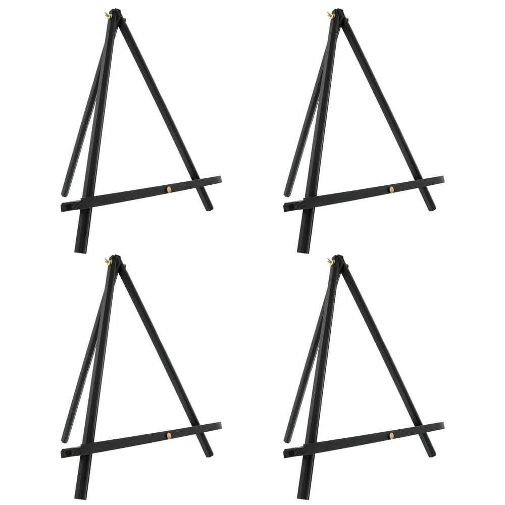 U.S. Art Supply 12" Black Wood Display Stand AFrame Artist Easel (Pack of 4), Adjustable Tripod