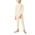 thumbnail image 5 of Riecok Girls Thermal Underwear Sets Long Sleeve Solid Color Pullover Tops and Long Pants Soft Comfortable Bottom Sets, 5 of 8