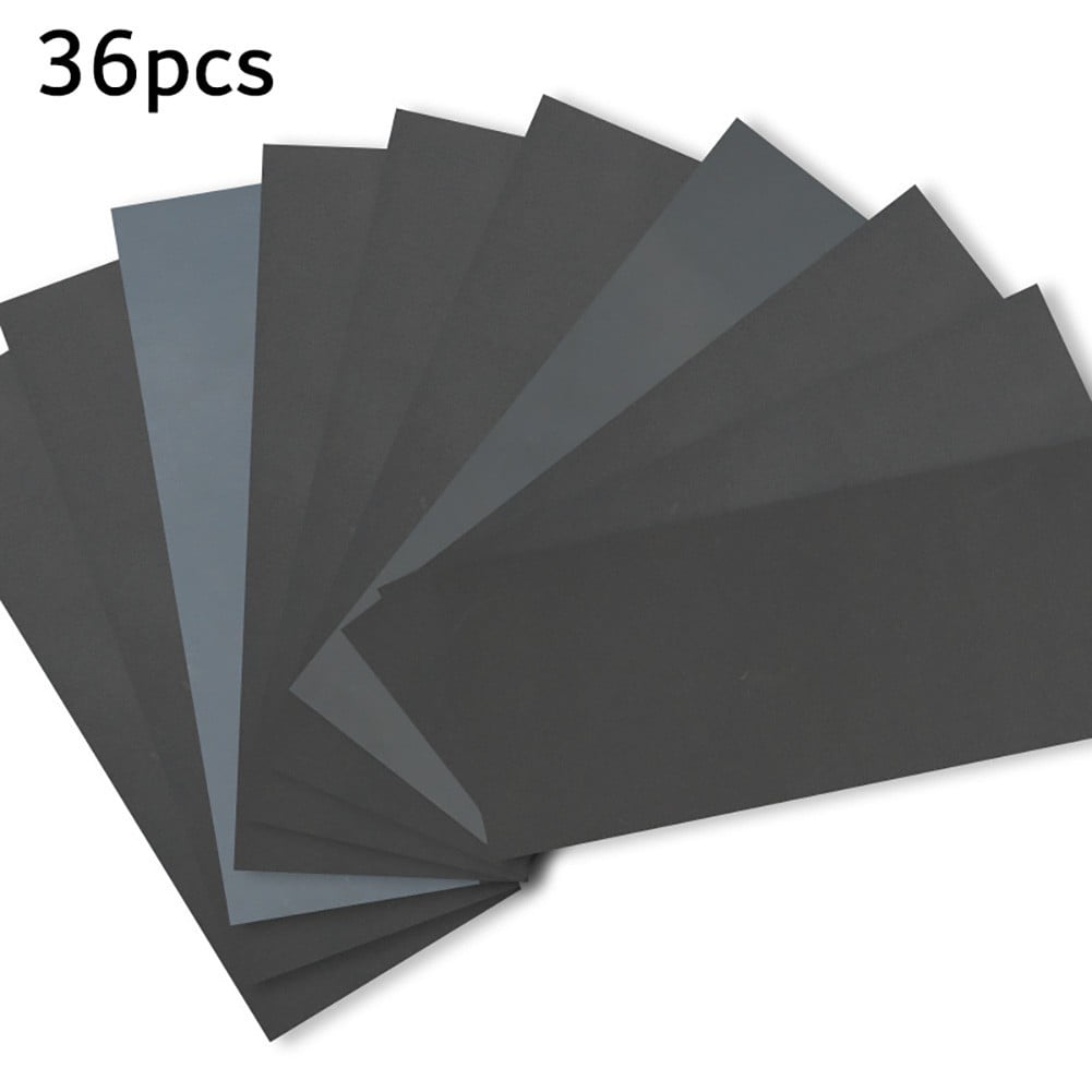 36PCS Wet And Dry Sand Paper Mixed Assorted Grit 120-3000 Sandpaper Sheets Pack 