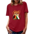 thumbnail image 1 of Pompotops T-Shirts d'Été Imprimés Col Rond Manches Courtes pour Femmes, 1 of 7