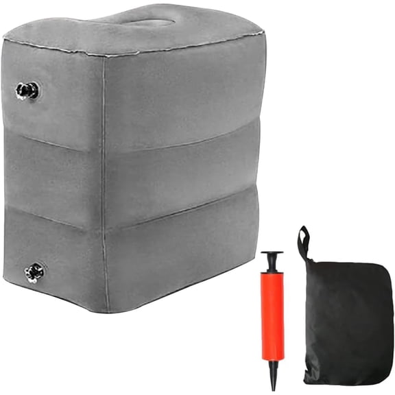 Airplane Pillow, Airplane Foot Rest,Inflatable Travel Pillow, Perfect for Home Relaxation, Office Breaks, Car Rides, Train Commutes,Adjustable Height,Airplane Essentials(Dark Grey)