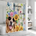 thumbnail image 5 of Spring Dog Shower Curtain Set - Small 36" x 72" Washable Bathtub Curtain with 12 Hooks, Retro Watercolor Botanical Floral Sunflower Waterproof Fabric Stall Shower Curtains for Bathroom/Bathtub Décor, 5 of 6