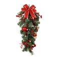 thumbnail image 1 of Corona colgante de puerta de al revés de Navidad, lazos exquisitos para festivales, decoración navideña, corona navideña para ventanas de Rojo con luz, 1 of 8