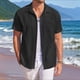thumbnail image 5 of Camisas Casuales de Corta con Botones para Hombre, con Textura, para Playa y Verano, con Bolsillo Negro M, 5 of 7