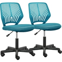 Yaheetech Adjustable Armless Desk Chair with Wheels, Set of 2, Turquoise